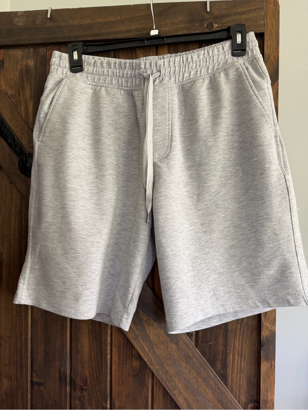 90 Degree By Reflex Light Gray Athletic Knit Drawstring Shorts
